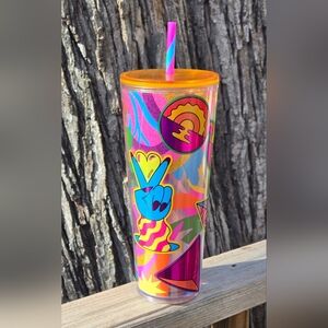 STARBUCKS Summer 2023 Tim Singleton Pride Orange w Two-Tone Straw 24oz‎ Tumbler